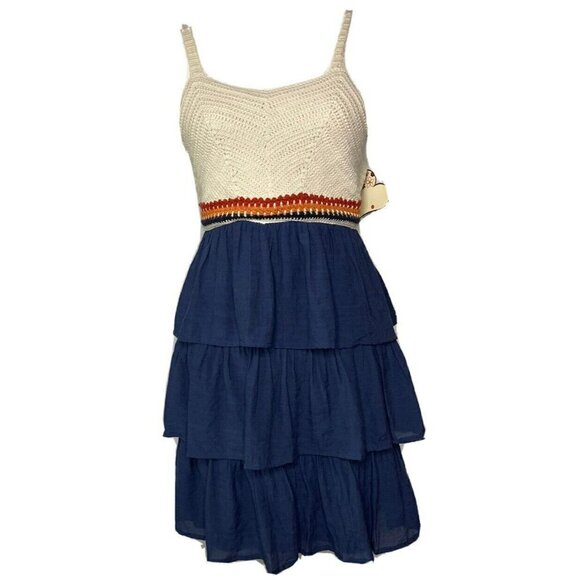 Speechless Boho Crochet Bodice 3-Tier Ruffle Mini NWT Dress-*Girls-16/XS Womens - Picture 1 of 16